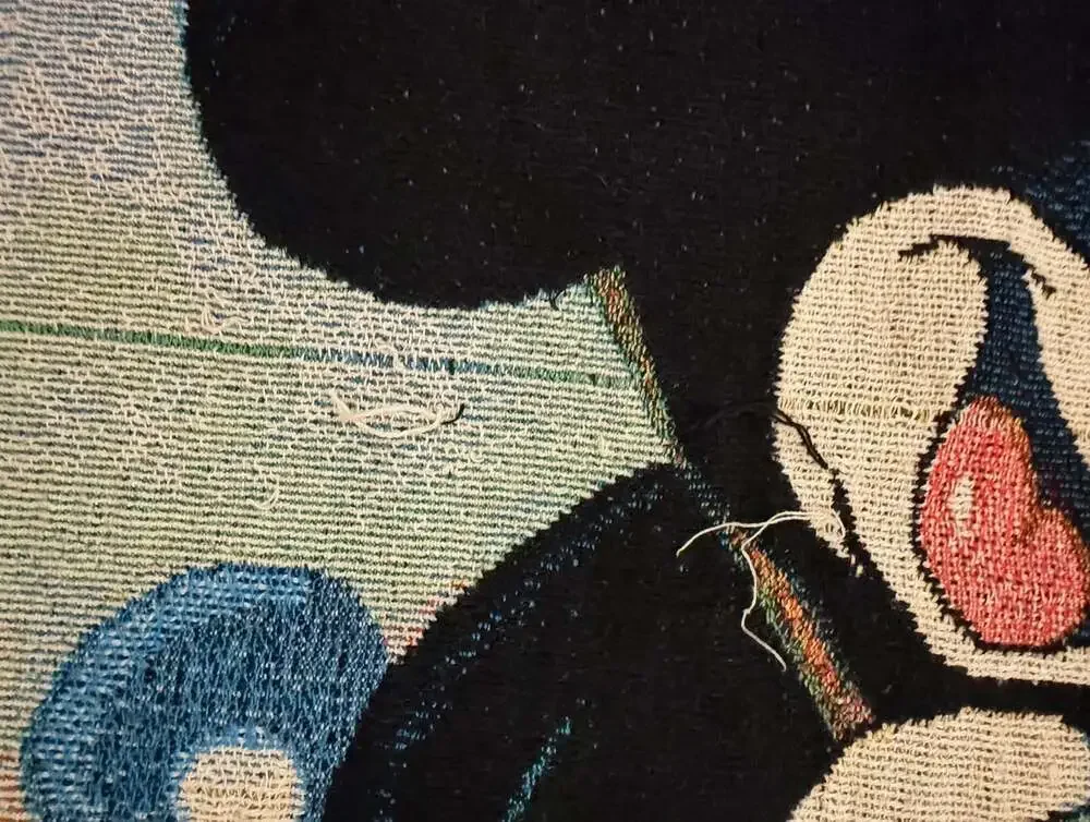 Vintage Walt Disney World Tapestry Throw Blanket Mickey Minnie 50x60 Fringe